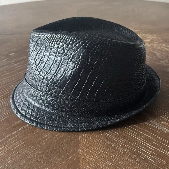 Bundle of 2 Faux Leather Crocodile Jazz Look Men’s Fedora Hats - Picture 7 of 13